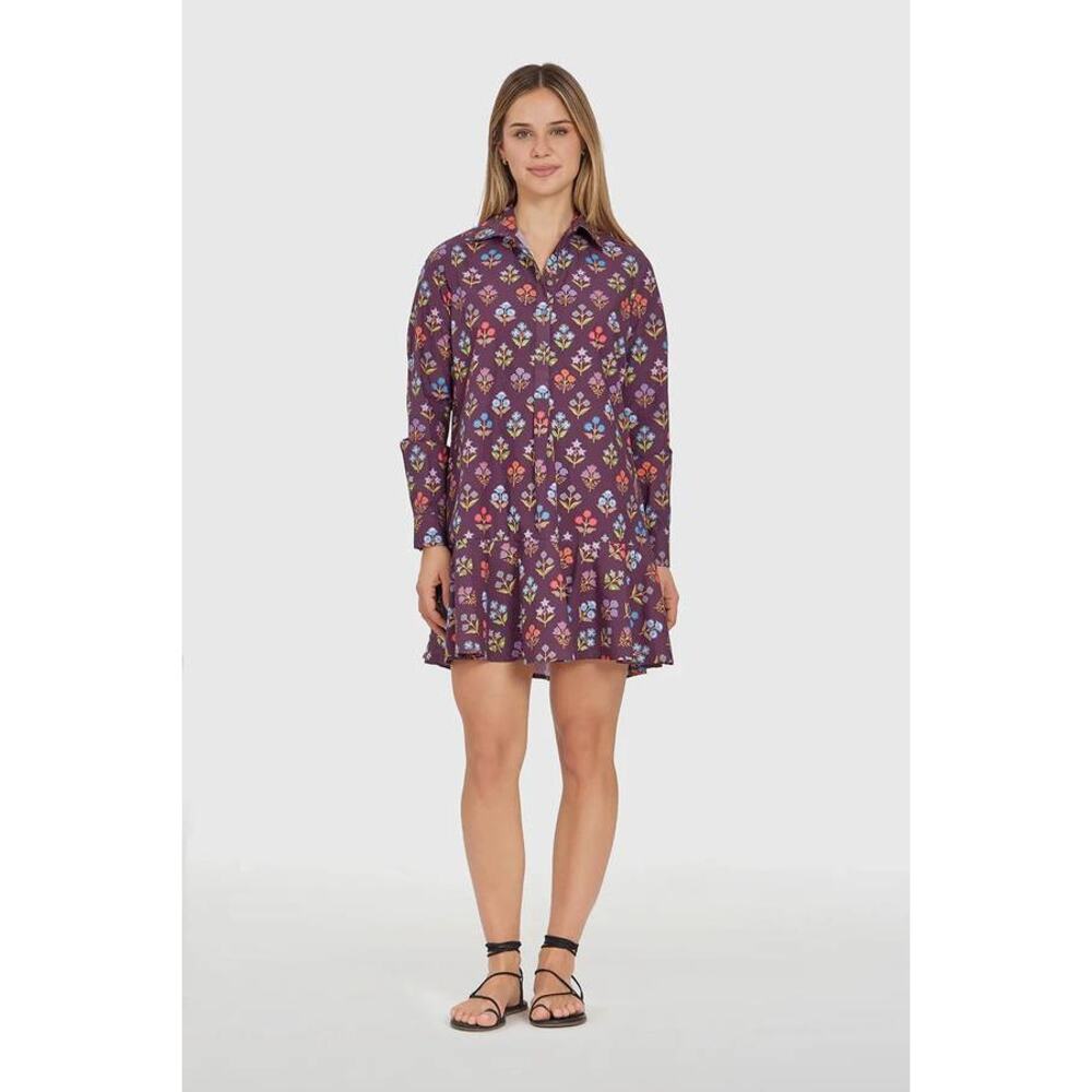 LIVRO Polly Shirt Mini Dress in Holiday Flowers Brown XS NWT Cottagecore Boho